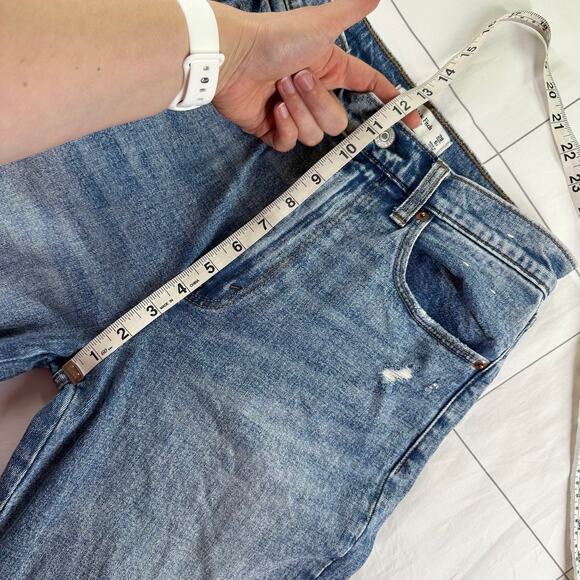 Abercrombie & Fitch Jeans Womens 28 Blue Ankle Straight Knee Patch Ultra High - Picture 8 of 11
